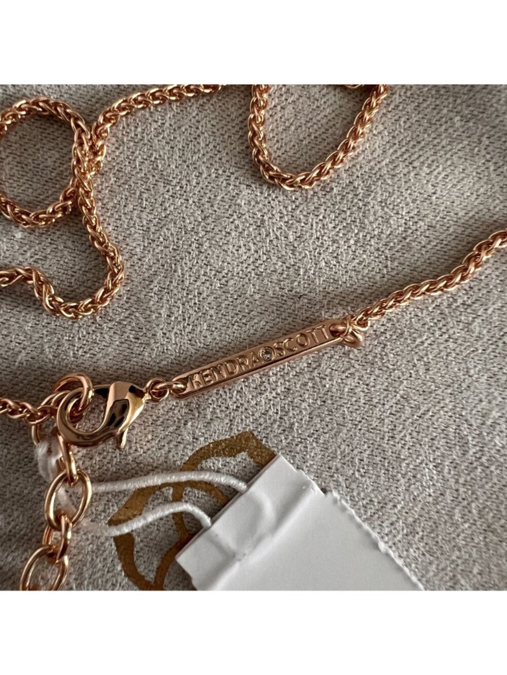 NWT Kendra Scott Macramé Reid Statement Necklace in Blush Wood 14k Rose Gold - Picture 10 of 15